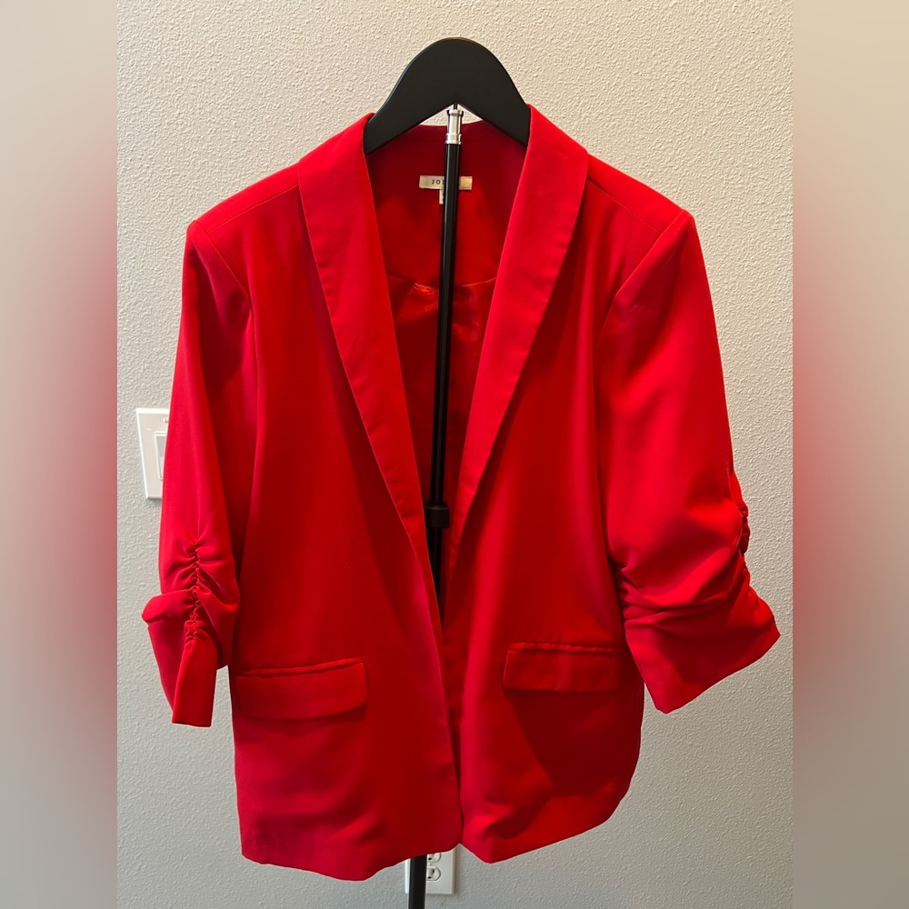 JODIFL Bold Chic Red Blazer with Rouched sleeves Size S